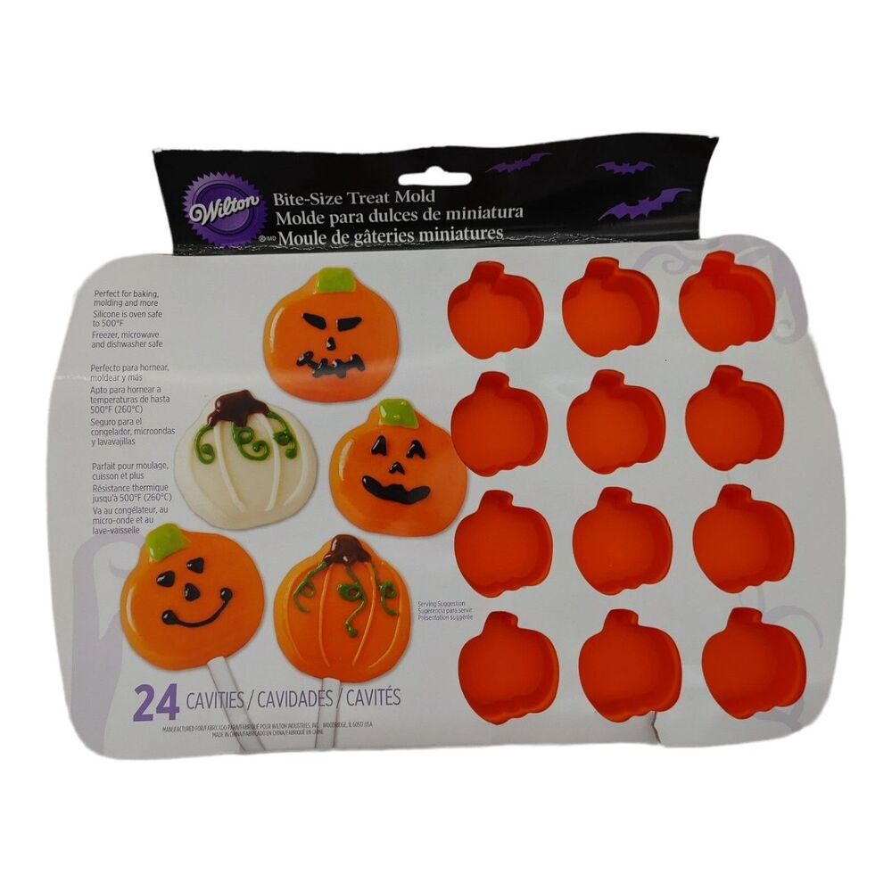 Wilton Pumpkin Silicone Bite Size Treat Mold 24 Cavity Halloween Baking New